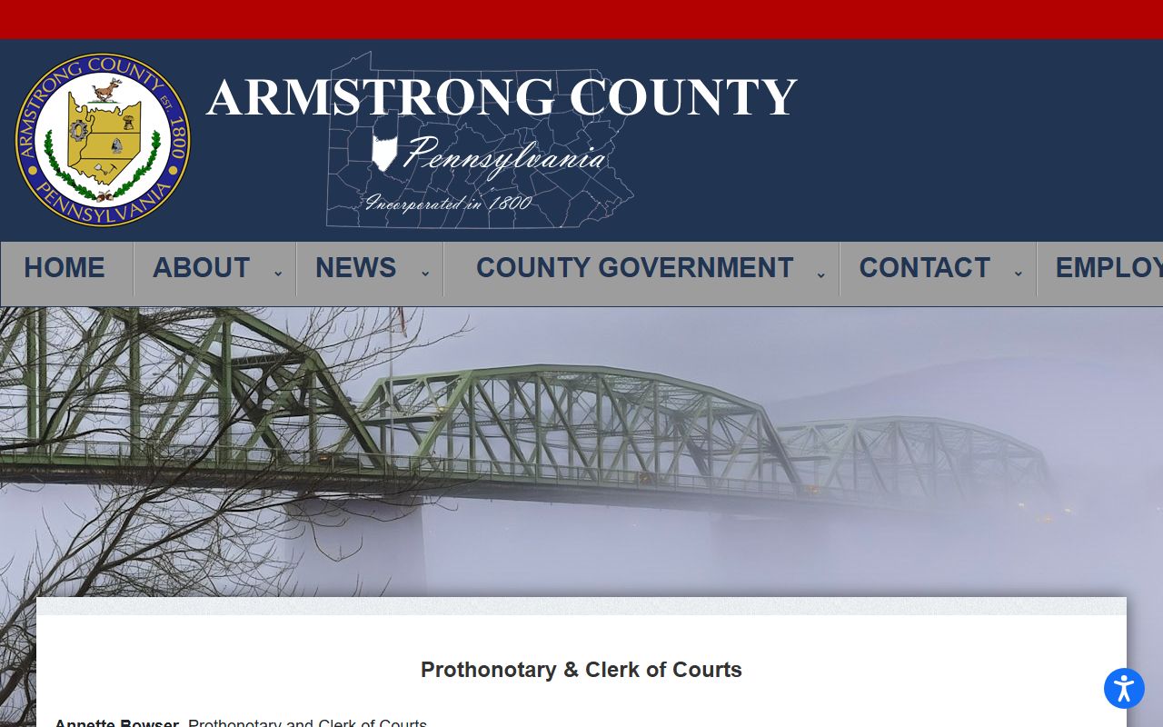 Armstrong County Prothonotary and Clerk of Courts office for court records