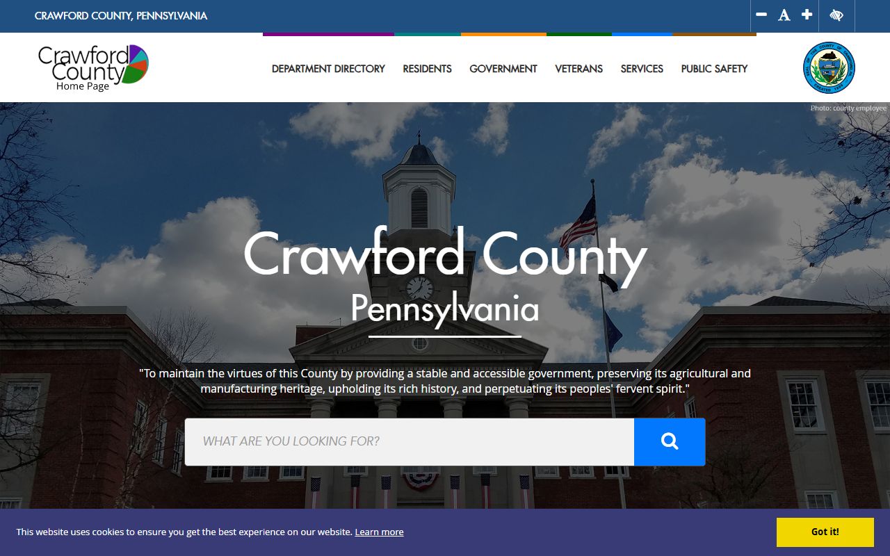 Crawford County government website for court records in Meadville