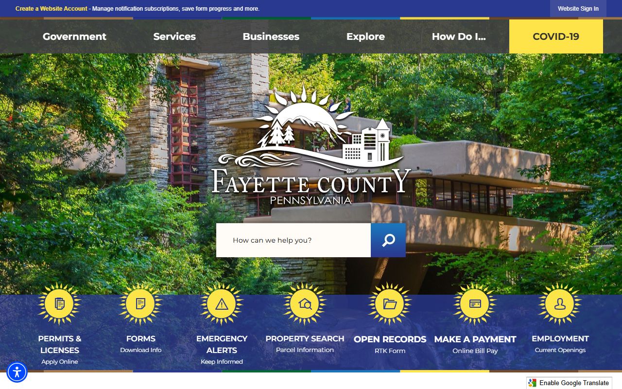 Fayette County government website for court records