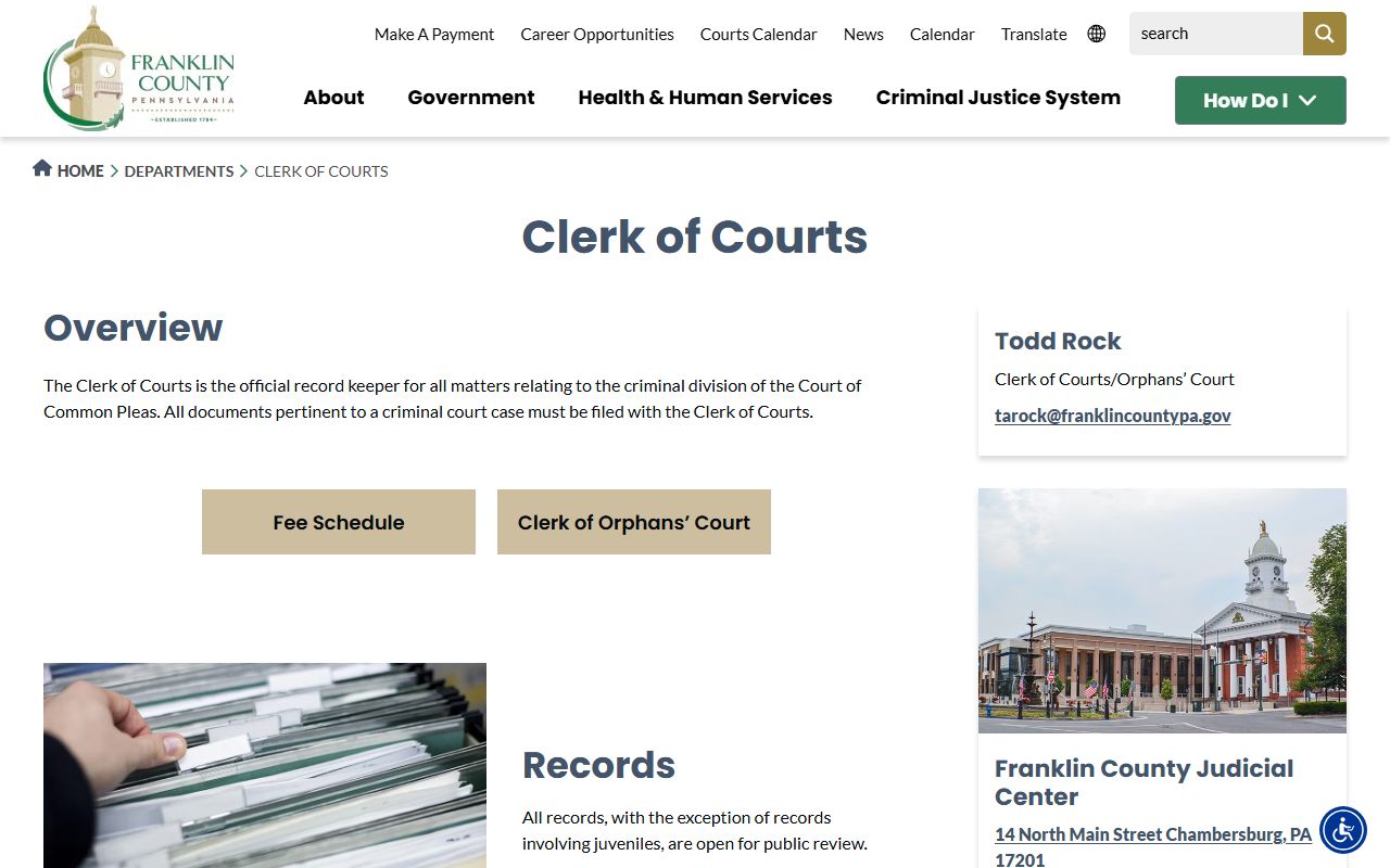 Franklin County Clerk of Courts for criminal court records