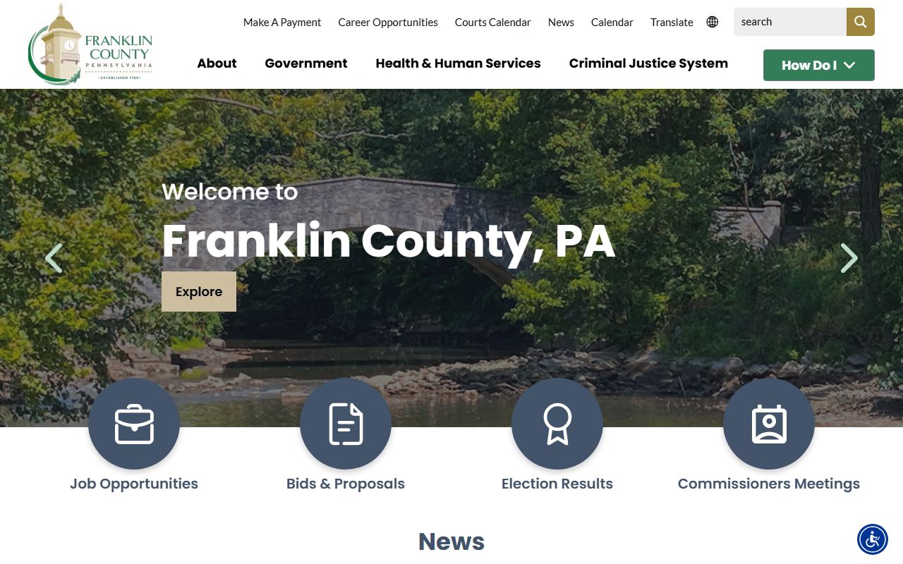 Franklin County government website for court records