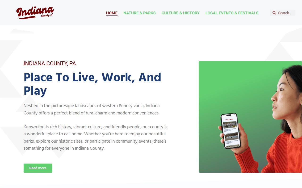 Indiana County government website with court records information