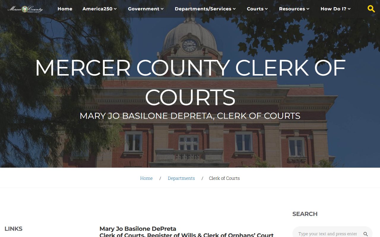 Mercer County Clerk of Courts for criminal records access