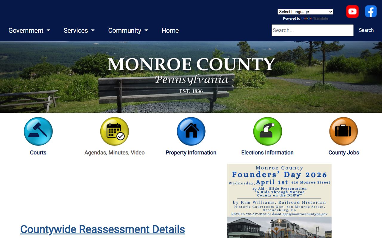 Monroe County government website for court records in Stroudsburg PA