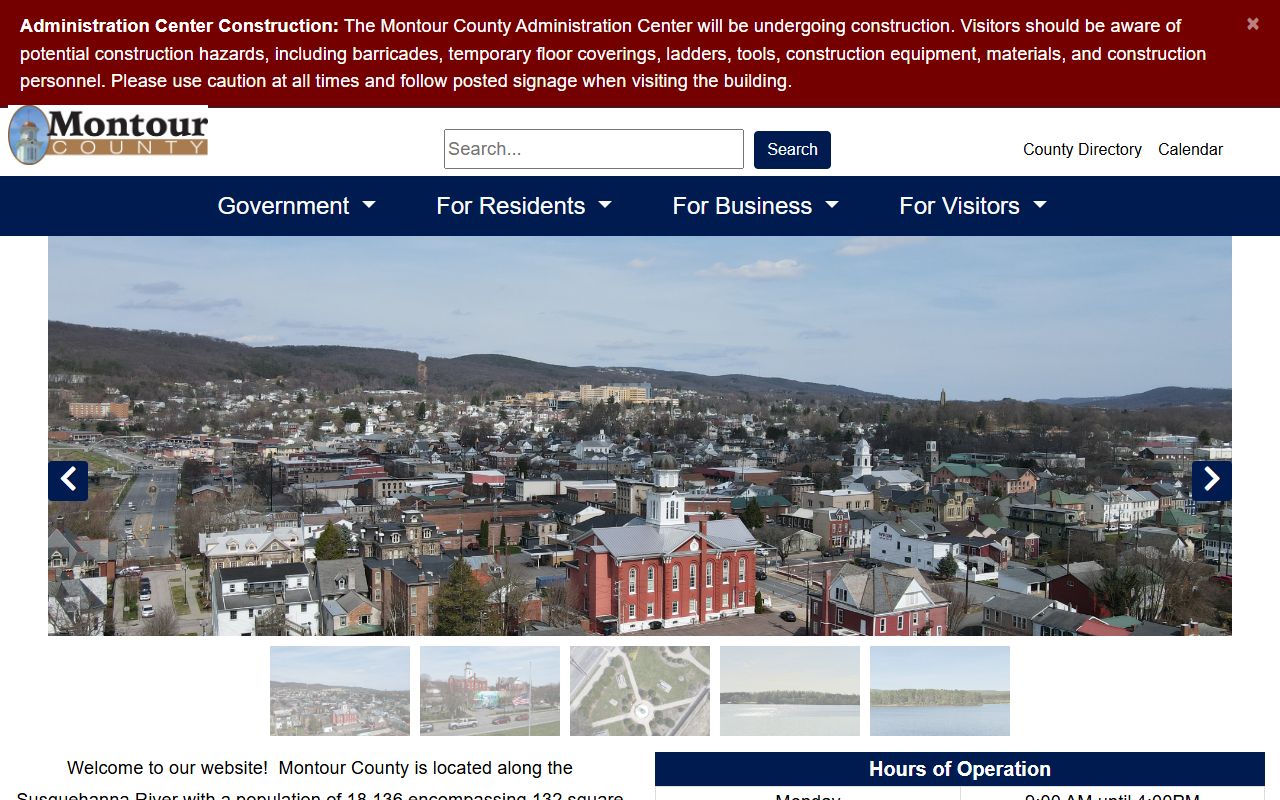 Montour County government website for court records in Danville PA
