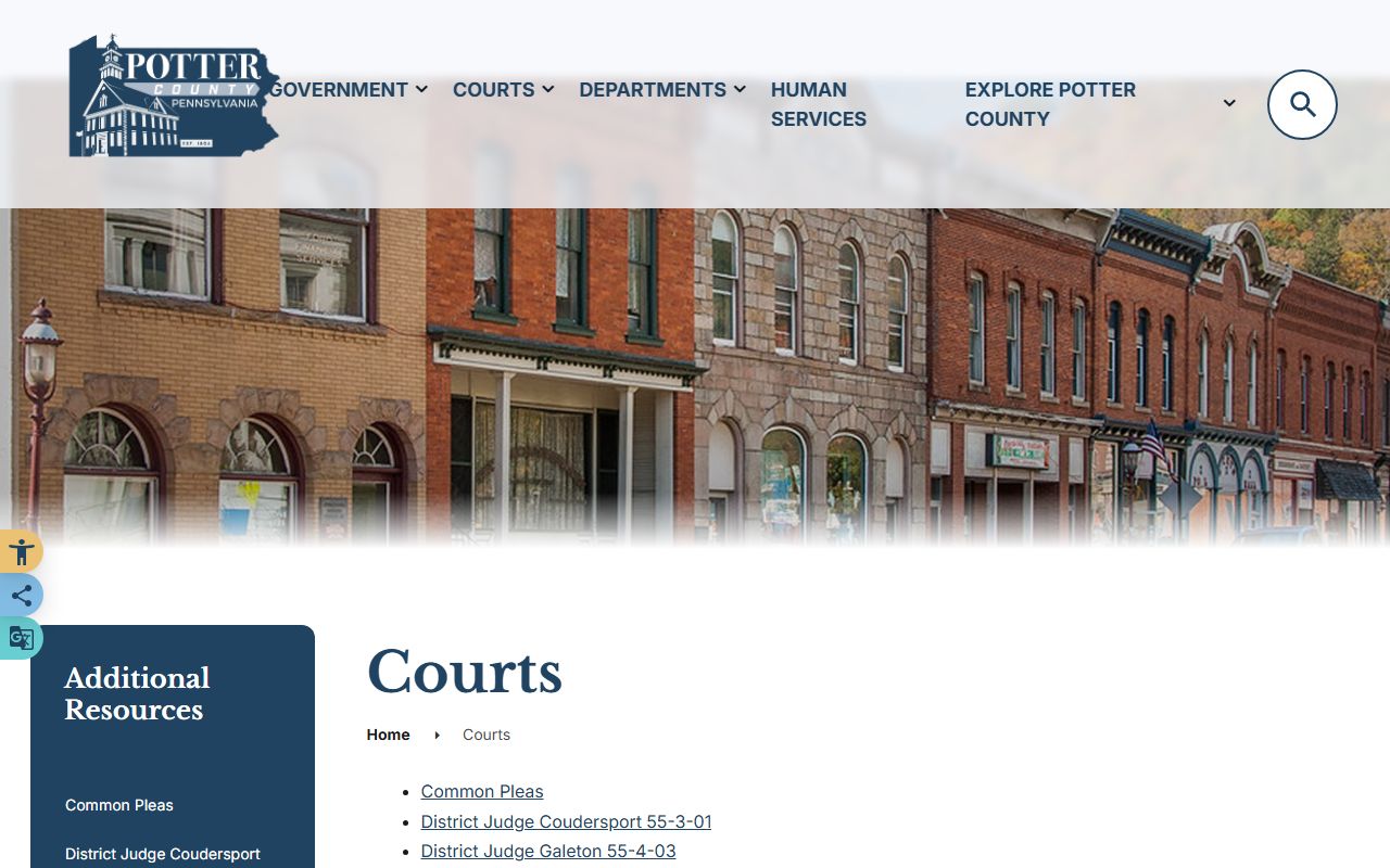 Potter County courts page for Potter County court records