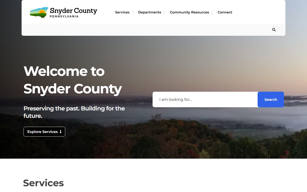 Snyder County government website for Snyder County court records
