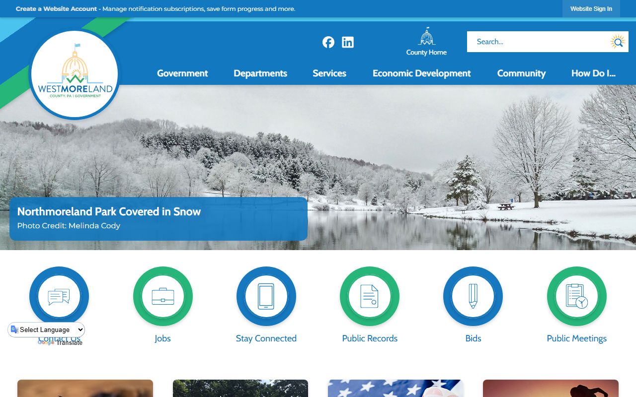 Westmoreland County government website for court records