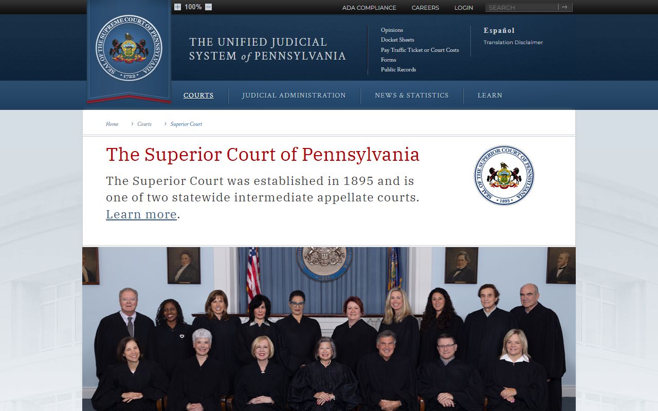 Pennsylvania Superior Court intermediate appellate court records and docket information